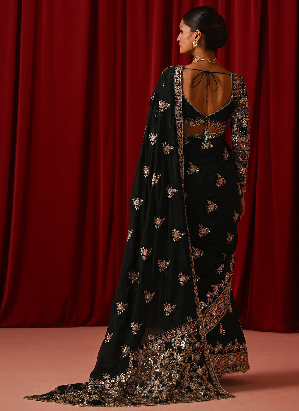 Green Embroidered Silk Saree
