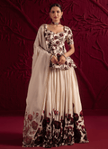 Cream Floral Embroidered Kurti Style Lehenga