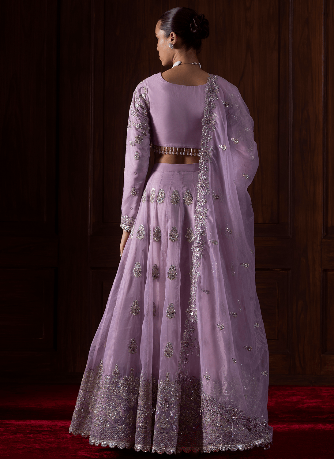 Lavender Embroidered Organza Lehenga