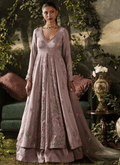 Lavender Embroidered Tissue Anarkali