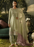 Light Green Embroidered Viscose Silk Salwar Suit