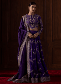 Purple Embroidered Silk Lehenga