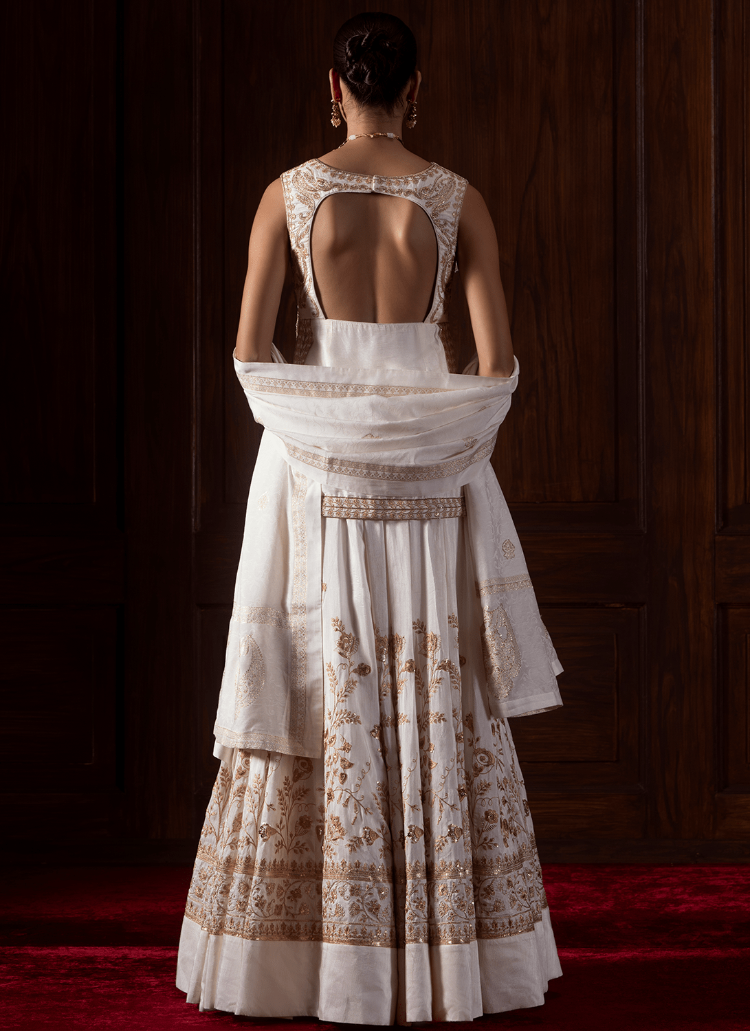 White Embroidered Silk Lehenga